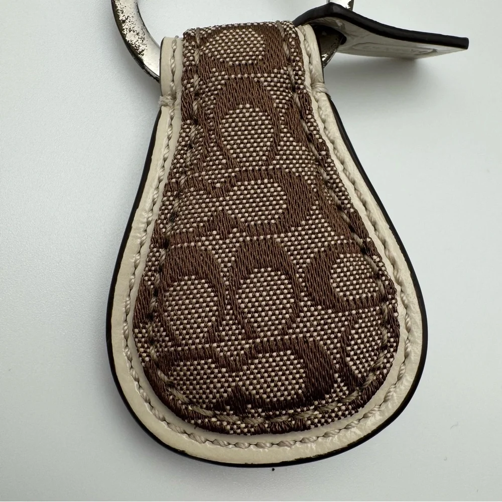 Vintage Coach Signature C Jacquard Teardrop Key Fob Bag Charm Brown